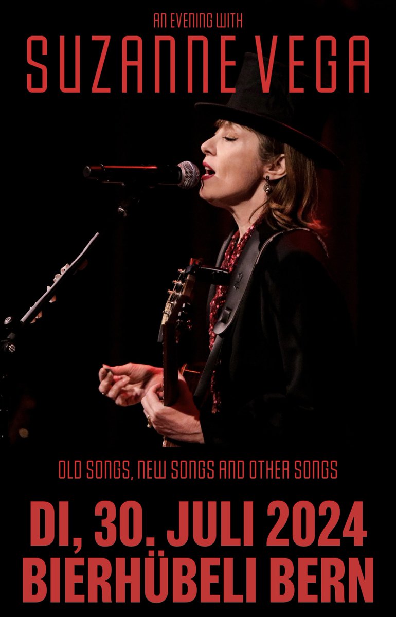 Excited to announce a new show in Bern, Switzerland! I’ll be playing at the beautiful Bierhübeli Bern on 30 July. Tickets just went on sale today! For tickets & info, please visit bierhuebeli.ch/event/suzanne-… Looking forward to seeing you there♥️ #suzannevega #tour