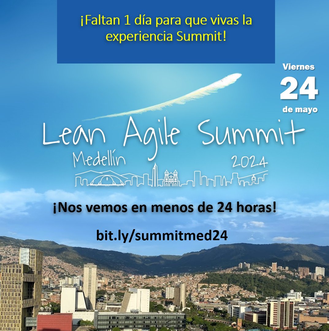LeanAgileSummit's tweet photo. ¡𝗘𝘀 𝗺𝗮ñ𝗮𝗻𝗮!⁣
⁣
Falta menos de 1 día para vivir la experiencia #Summit
⁣
𝗔𝘂́𝗻 𝗲𝘀𝘁𝗮́𝘀 𝗮 𝘁𝗶𝗲𝗺𝗽𝗼 𝗱𝗲 𝗰𝗼𝗻𝘀𝗲𝗴𝘂𝗶𝗿 𝘁𝘂 𝗲𝗻𝘁𝗿𝗮𝗱𝗮
⁣
https://t.co/klJdxpTBzW
⁣
¡𝗩𝗶𝘃𝗲 𝗹𝗮 𝗲𝘅𝗽𝗲𝗿𝗶𝗲𝗻𝗰𝗶𝗮 𝗦𝘂𝗺𝗺𝗶𝘁!⁣
⁣
⁣#LeanAgileSummit #Lean #Agile https://t.co/615NnMY9ni