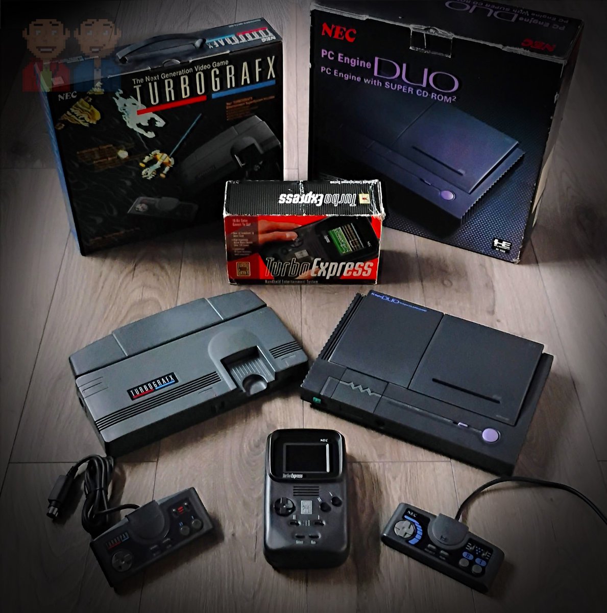 TwinzDynamic's tweet photo. Pc Engine came in all shapes &amp; sizes, here are three variants we own. The "Grey" EU Turbografx, JP PC Engine DUO &amp; US handheld TurboExpress. What fine systems. Do you own one?

will you give it some love this #Thursday? ❤️ 

#GamersUnite #REROGAMING #retrogamer #retrogames #Retro https://t.co/oj8ZIatMRJ