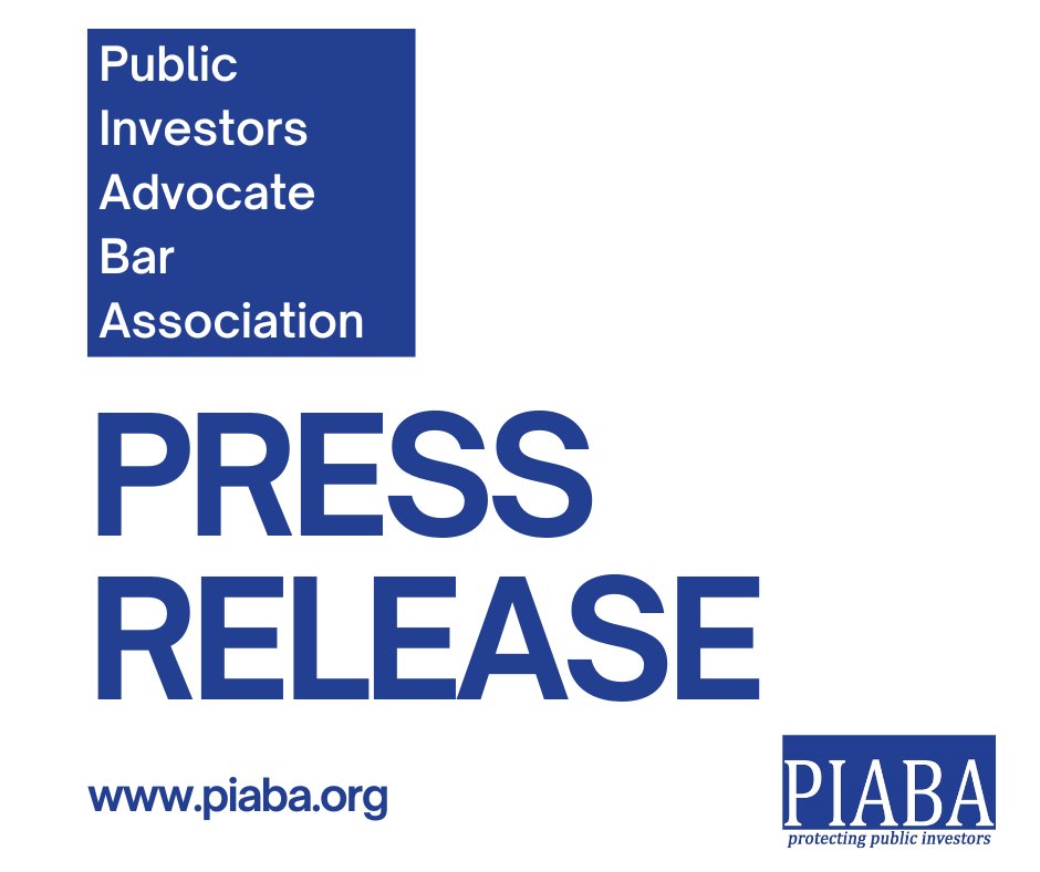 PRESS RELEASE - PIABA President to Deliver Remarks at White House Event (May 23, 2024) bit.ly/3ywofjn