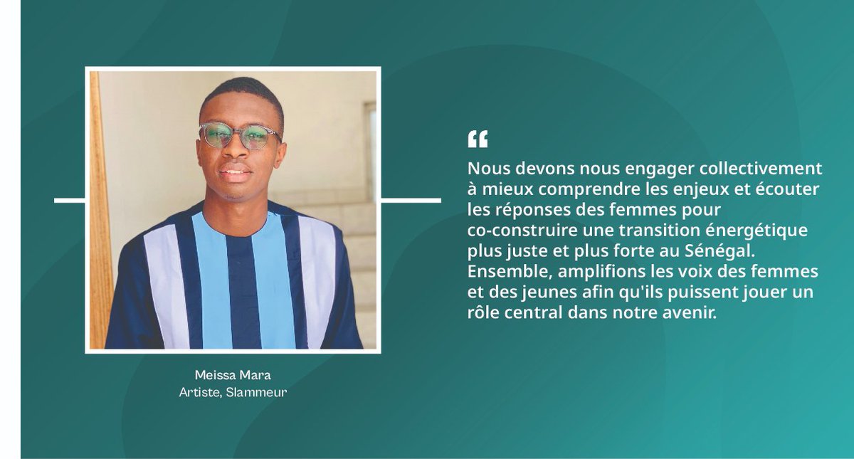 Le #webinaire sur le genre , organisé dans le cadre du programme USAID/TRACES, s'est ouvert avec les mots puissants de @MeissaMara, sous forme de #slam. Sous ce #thread 🧵, quelques idées des panélistes pour une transition inclusive, équitable et juste au Sénégal. 1/6