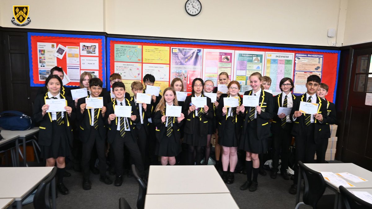 150 First & Second Years sat @UKMathsTrust’s Junior #Maths Challenge. The national competition makes pupils use their #mathematics in a different way. 8 students achieved a Gold award, 41 got Silver & 45 attained Bronze. Well done to Zak Barkatali who got the ‘Best in School'.