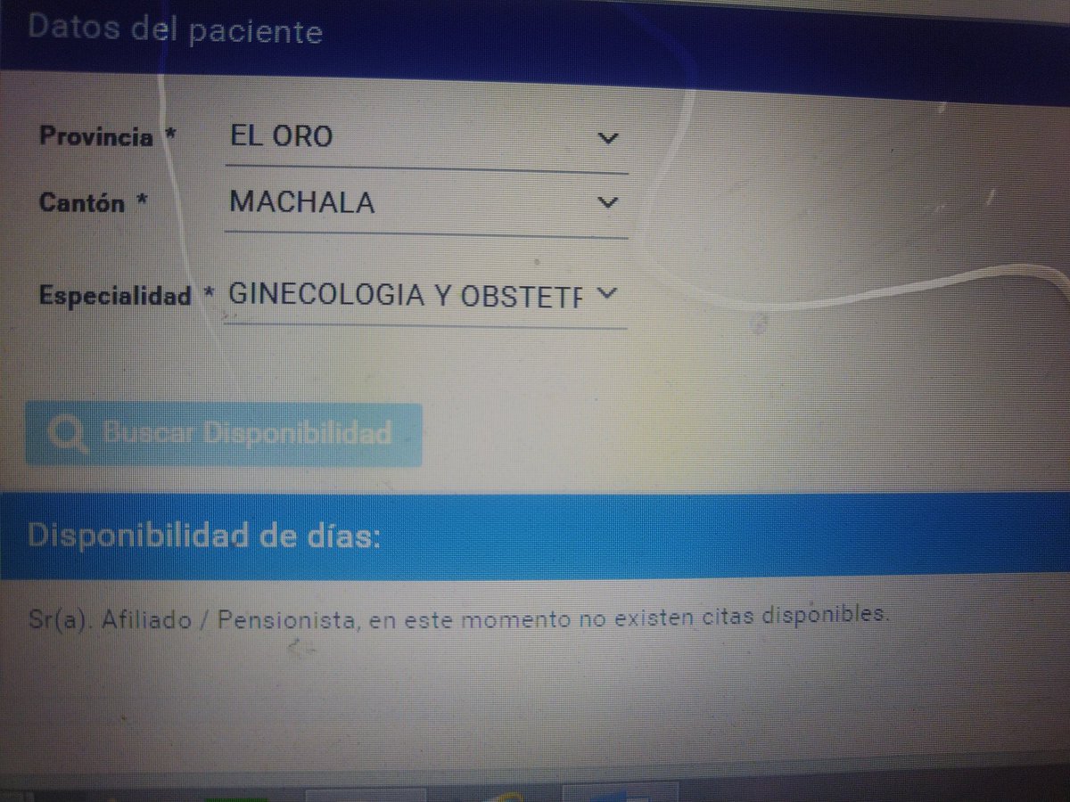 verofer1's tweet photo. Más de 15 días gestionando una consulta en el hospital del @IESSec #Machala y en la web no existe disponibilidad, hasta cuando los afiliados, jubilados y pensionistas tenemos que soportar la indiferencia de las autoridades @GoberElOro @jimmyblacio_ec @DanielNoboaOk https://t.co/i5TJatop9U