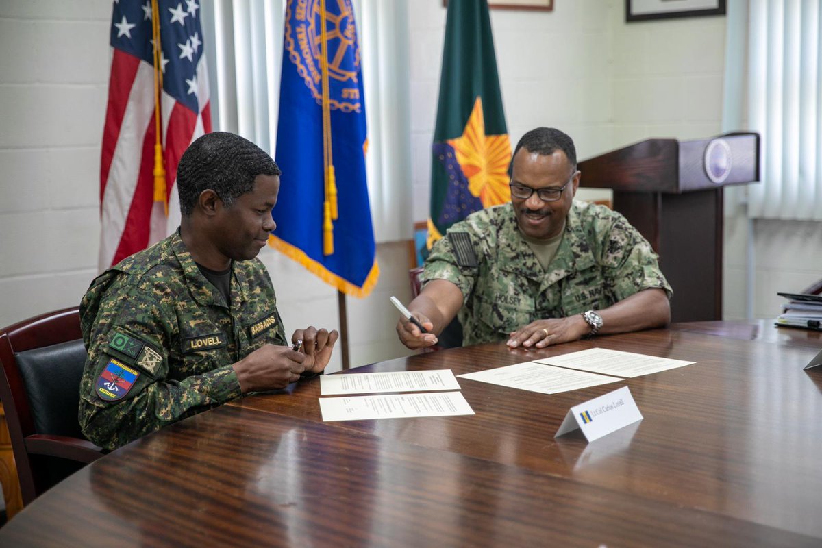 Barbados joins the initiative that for more than 25 years has helped Latin American & Caribbean militaries & security forces engage in open dialogue to advance respect for #HumanRights. The signing took place during the Barbados-hosted exercise #Tradewinds24. @USEmbassyBtown