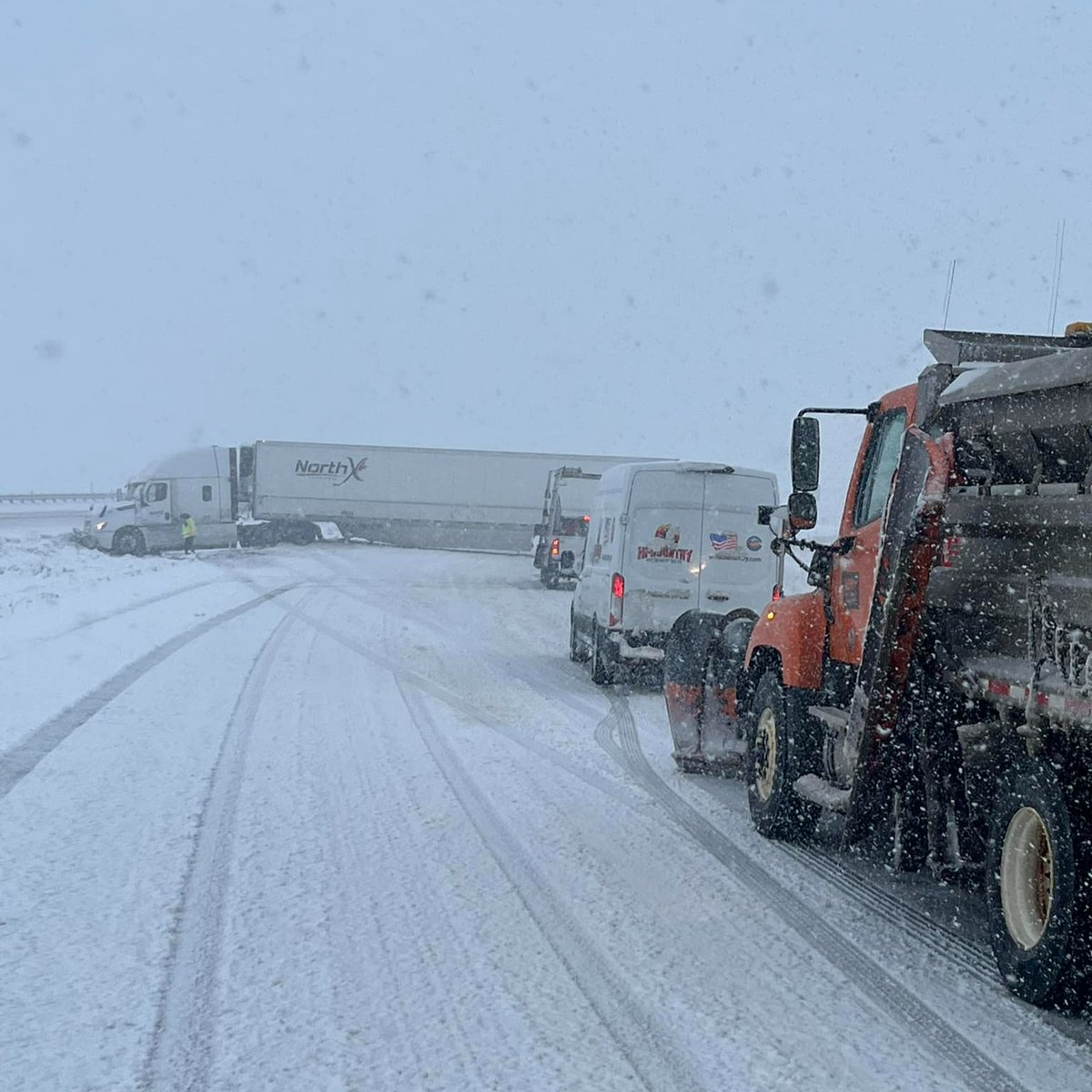 I-15 NORTHBOUND AND SOUTHBOUND BLOCKED: Two semis have crashed at mile markers 85 and 99 on I-15 in between Butte and Dillon. Northbound and southbound lanes are blocked at mile marker 99. Kimberly Kibler sent in this photo. bit.ly/3yyttev