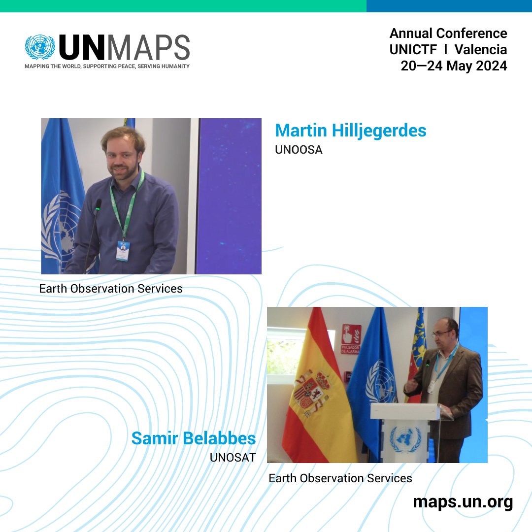 UN_Mappers's tweet image. #UNMapsConference 
Mr. Martin Hilljegerdes presented the UN Spider dashboard and proposed a model to streamline satellite imagery agreements between the UN and providers.
Mr. Samir Belabbes outlined the different sharing mechanisms and coordination platforms provided by UNOSAT.