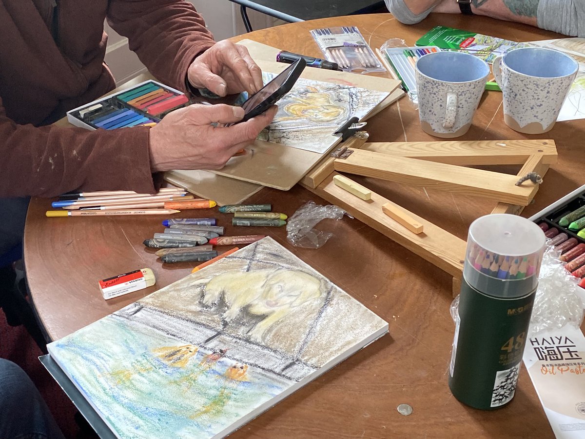 AxeShed's tweet photo. First Art Class with new teacher Martyn great fun had by all! https://t.co/76yeTXaw83