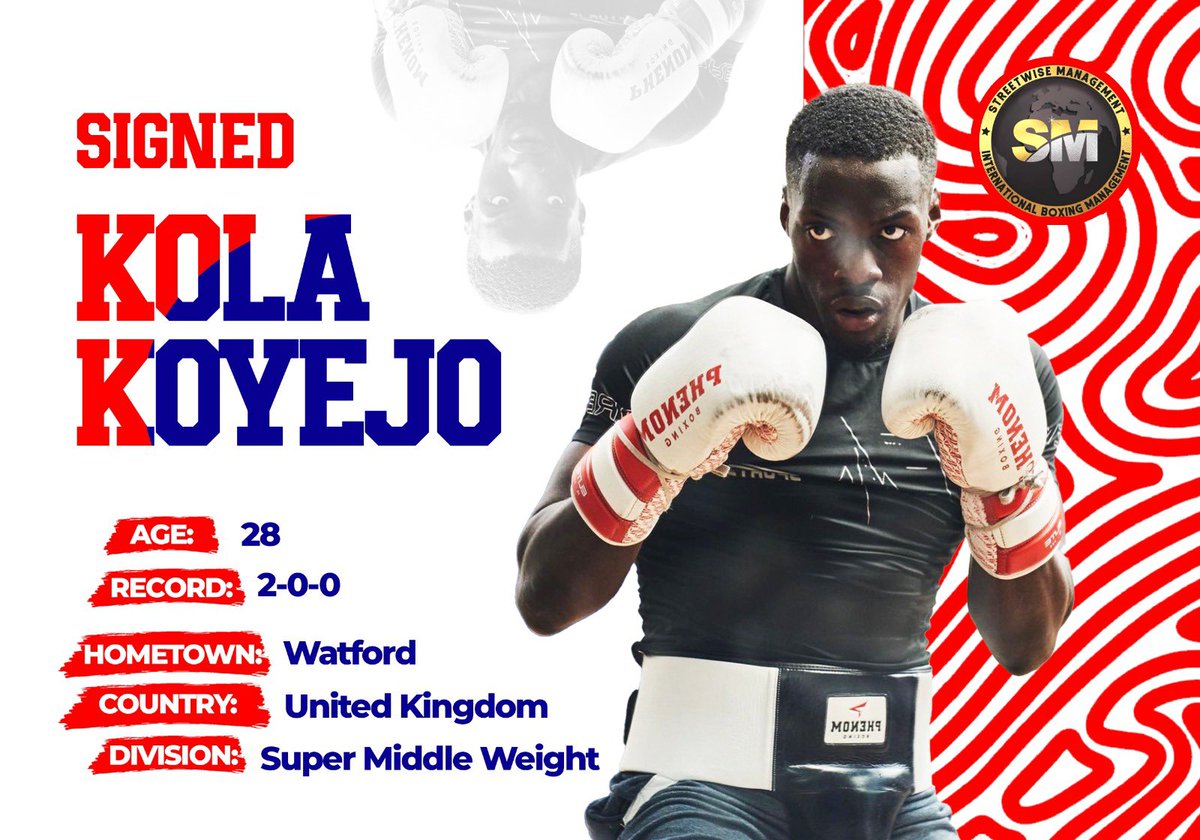 It’s Official!!! After weeks of navigating through red tape we can officially announce the signing of kola Koyejo. Kola who resides in Watford will be trained gym by Aaron Woodcock at the JAB boxing gym and should be back in the ring in Sept. Watch this space. @Streetwisemgt