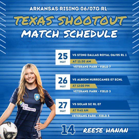 Reese Hanan (@reesehanan14) on Twitter photo Exciting weekend coming up in College Station! Schedule is below, come watch a game!
<a href="/MT_Soccer/">Middle Tennessee Soccer</a>
<a href="/UCAWomensSoccer/">UCA Women's Soccer</a>
<a href="/UNASoccer/">North Alabama Soccer</a>
<a href="/LATechSOC/">LA Tech Soccer ⚽</a>
<a href="/LittleRockSoc/">Little Rock Soccer</a>
<a href="/TopDrawerSoccer/">TopDrawerSoccer</a>
@SoccerMomInt
<a href="/DnicholsDerek/">Derek Nichols</a> Exciting weekend coming up in College Station! Schedule is below, come watch a game!
<a href="/MT_Soccer/">Middle Tennessee Soccer</a>
<a href="/UCAWomensSoccer/">UCA Women's Soccer</a>
<a href="/UNASoccer/">North Alabama Soccer</a>
<a href="/LATechSOC/">LA Tech Soccer ⚽</a>
<a href="/LittleRockSoc/">Little Rock Soccer</a>
<a href="/TopDrawerSoccer/">TopDrawerSoccer</a>
@SoccerMomInt
<a href="/DnicholsDerek/">Derek Nichols</a>