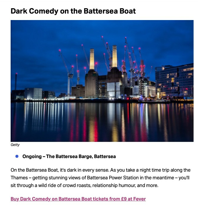 Battersea Barge (@batterseabarge) on Twitter photo Dark Comedy on the boat this weekend from one Off Comedy featured in the <a href="/RadioTimes/">Radio Times</a> list of top things to do at radiotimes.com/going-out/tick… With crowd roasts & taboo topics, experience a night of devilish fun…. Tickets feverup.com/m/137621 Dark Comedy on the boat this weekend from one Off Comedy featured in the <a href="/RadioTimes/">Radio Times</a> list of top things to do at radiotimes.com/going-out/tick… With crowd roasts & taboo topics, experience a night of devilish fun…. Tickets feverup.com/m/137621