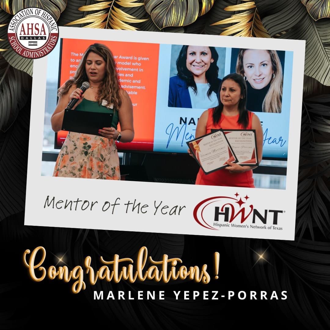 Congratulations to AHSA representative Marlene Yepez-Porras.Hispanic Women's Network of Texas Mentor of the Year! She pours so much into others through knowledge and guidance. We applaud our great friend for her support and leadership. 👏 #tinyandmighty