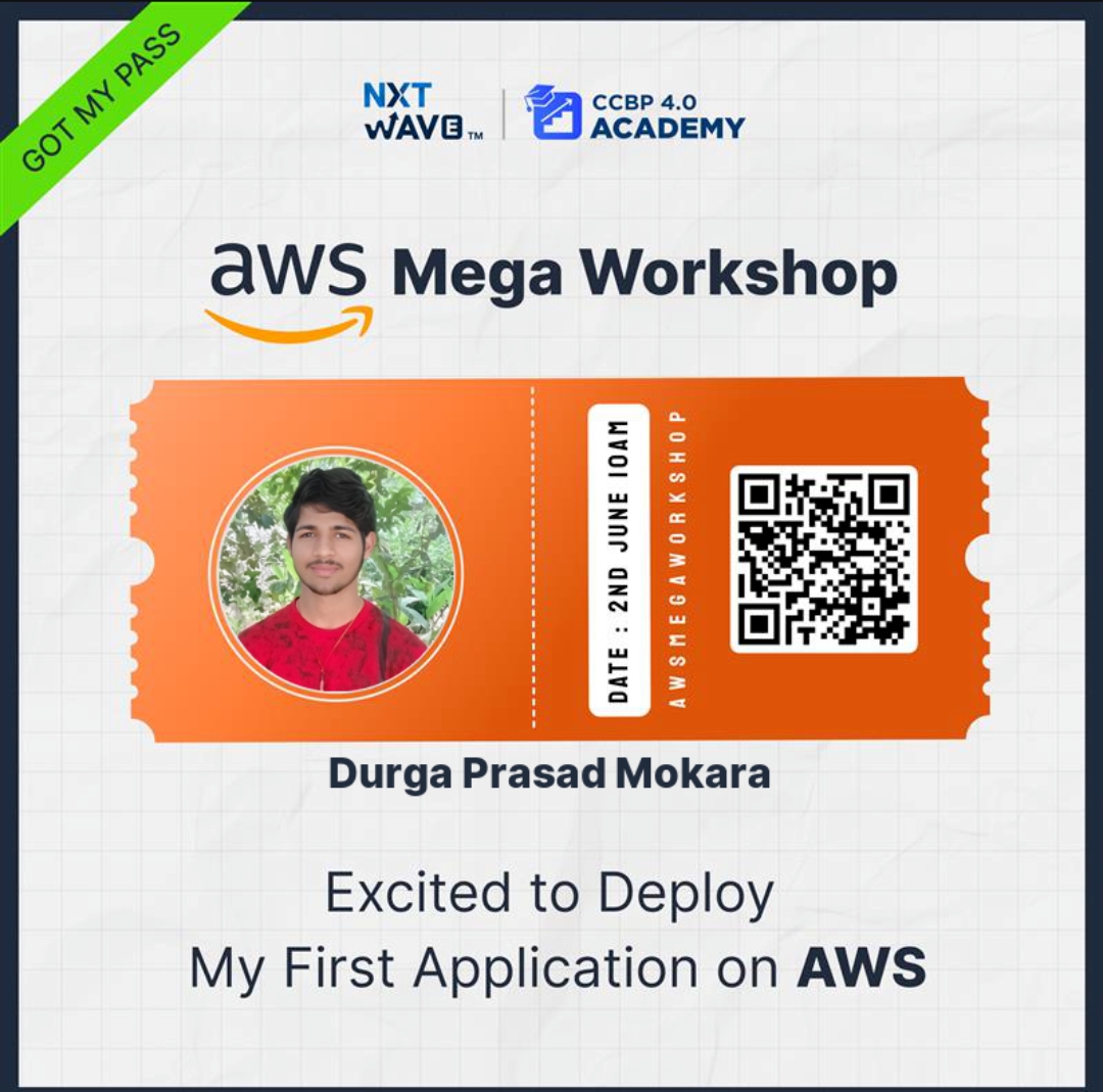 Hello, Connections,
I am thrilled to share that I registered for the upcoming AWS Mega Workshop. This Prestigious Event is happening on 2nd June in NxtWave and I am excited to be a part of it.
#AWSMegaWorkshop #NxtWave #ccbp_nxtwave
@nxtwave