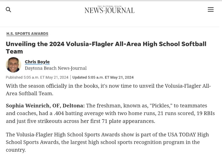 Thank you @dbnewsjournal!

Congratulations to my Deltona HS teammates Zoe & Sophie, up for player of the year!

@antoniovega3_jr @ToddMayfield85 @UnityVega16u @leobsbl @ProSwings_