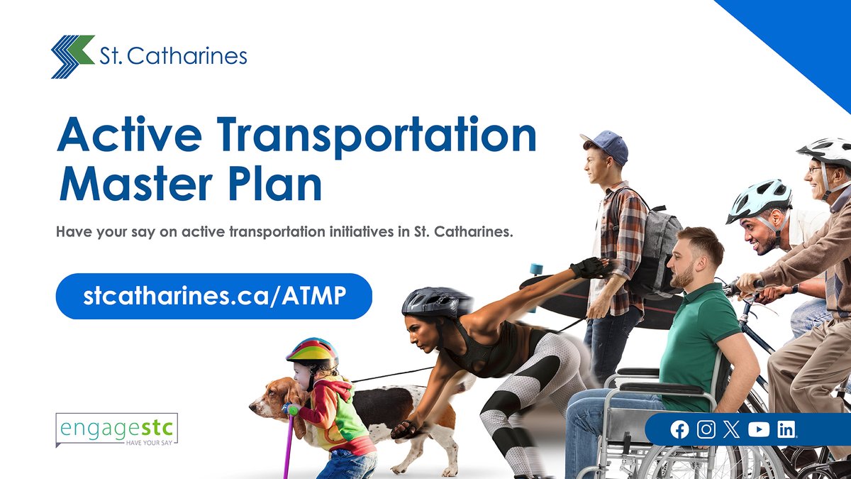 ICYMI: Don't miss the chance to discuss St. Catharines Active Transportation Master Plan at the upcoming open house: 📅 Tomorrow: May 28, 2024 ⏰ 6 p.m. to 8 p.m. 📌 Kiwanis Aquatics Centre, 425 Carlton Street ℹ️ Find more about how you can participate 👉 stcatharines.ca/ATMP