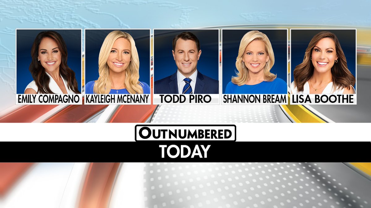 TODAY ON OUTNUMBERED: @EmilyCompagno @kayleighmcenany @ShannonBream @LisaMarieBoothe & @ToddPiro! #Outnumbered #FoxNews