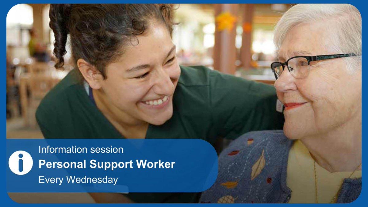 Learn more about Conestoga’s Personal Support Worker program during a drop-in session. Virtual conversations are open to the public and are held every Wednesday. For more information, visit ow.ly/5Vhq50RQOx1.