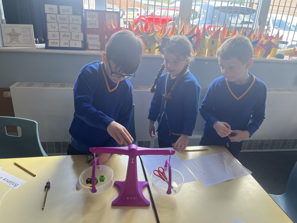 Year 1 enjoyed weighing objects from around the classroom using non standard units (cubes). #heavier #lighter