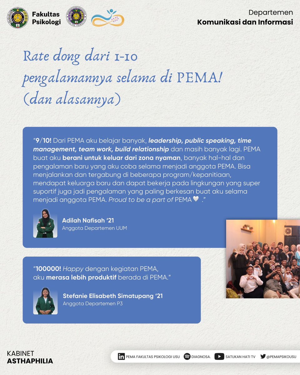 pemapsikousu's tweet photo. #KabinetAsthaphilia
#PEMAFakultasPsikologiUSU
#FakultasPsikologiUSU https://t.co/ku2ADdignj