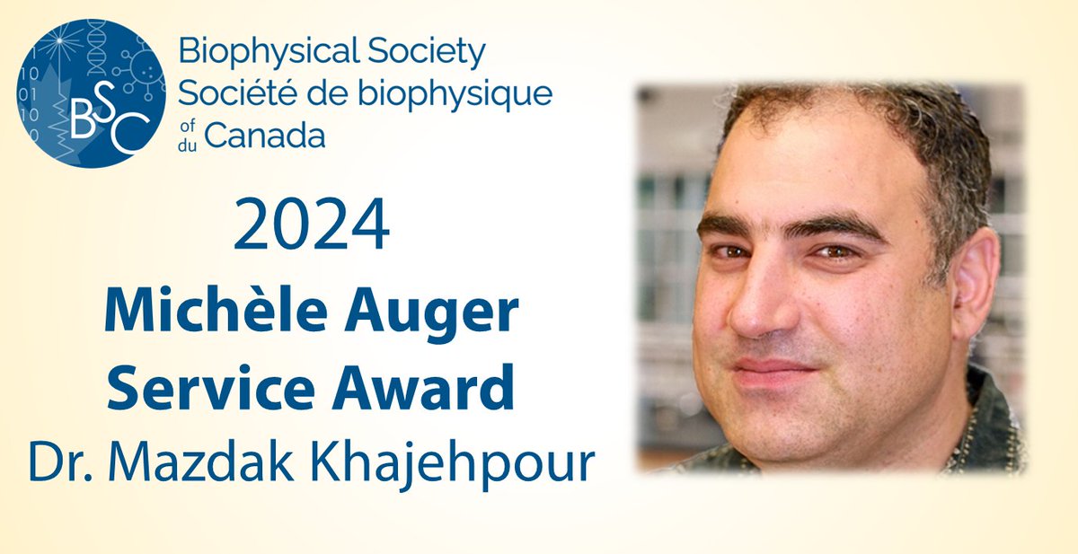 @biophyscanada congratulates Dr. Mazdak Khajehpour on receiving the Michèle Auger Service Award. 🎉 Dr. Khajehpour played a pivotal role in establishing BSC annual meetings and fostering a welcoming atmosphere. Thank you! Read more here:
biophysicalsociety.ca/awards/michele…