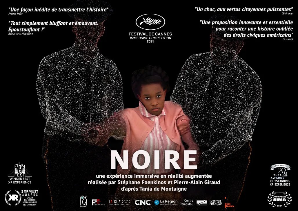 Le Prix de la Meilleure Œuvre Immersive de #Cannes2024 est attribué à « Noire », créée par <a href="/demontaignetan/">tania de montaigne</a>, Stéphane Foenkinos, Pierre-Alain Giraud, soutenue par le Fonds d’aide aux Expériences Numériques du CNC.

Le Jury de la Compétition Immersive, présidé par la réalisatrice