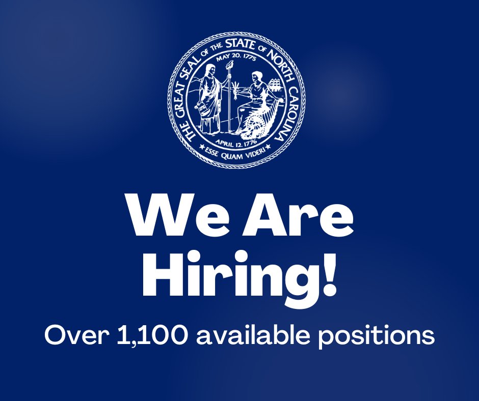 There are currently over 1,100 available positions with the State of North Carolina from the mountains to the coast! Find your next job opportunity at bit.ly/Work4NC