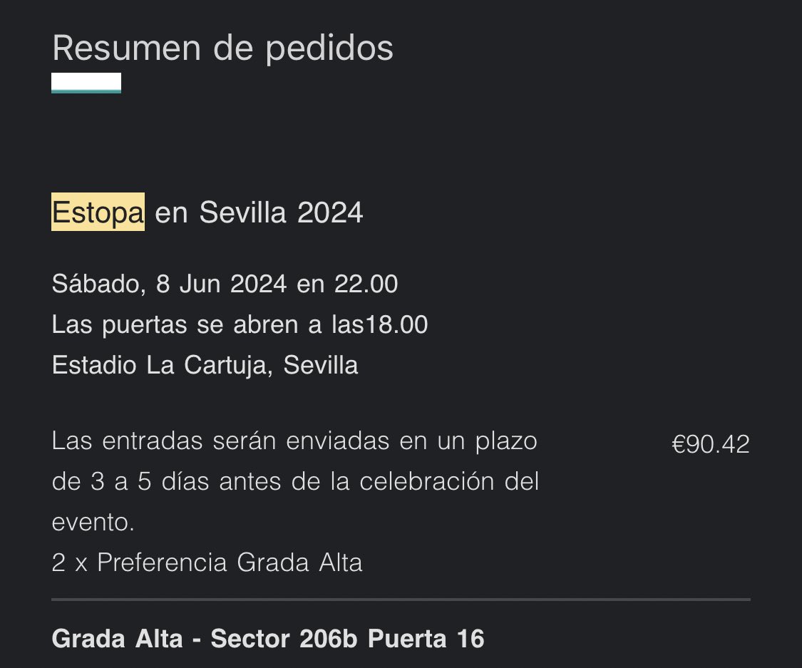 se venden dos entradas para el concierto de Estopa en Sevilla el 8 de Junio a precio de compra negociable. No podemos ir por operación :(((
Cualquier cosa DM o insta <a href="/_juuliia_/">Julia</a> 🫶🏻