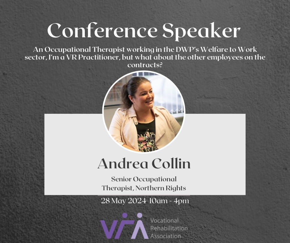 UKVRA's tweet photo. Have you got your conference tickets yet?
You are not going to want to miss this session:
Andrea Collin - Senior Occupational Therapist, Northern Rights
https://t.co/CTi43F1oz6 https://t.co/gVmngSrdOM