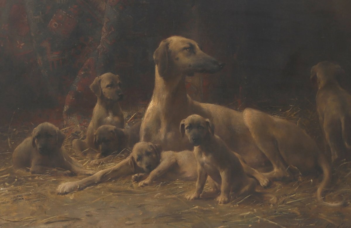 LOT HIGHLIGHT 137 ‘Arabian Sloughi greyhound watches over her puppies' by Otto EERELMAN be auctioned by Vendu Rotterdam Online auction - From May 3-29 @VenduRotterdam artprice.com/artist/8907/ot…