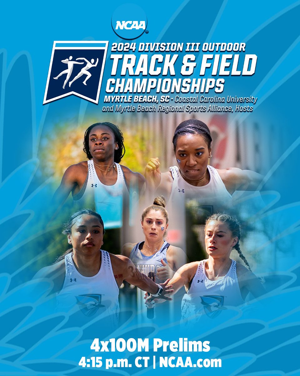 Tune in at 4:15 p.m. CT today to watch the Women's 4x100m team compete at the 2024 NCAA Division III Outdoor Track and Field Championships! #FlyJaysFly 📺ncaa.com/liveschedule 📊results.leonetiming.com/?mid=7114