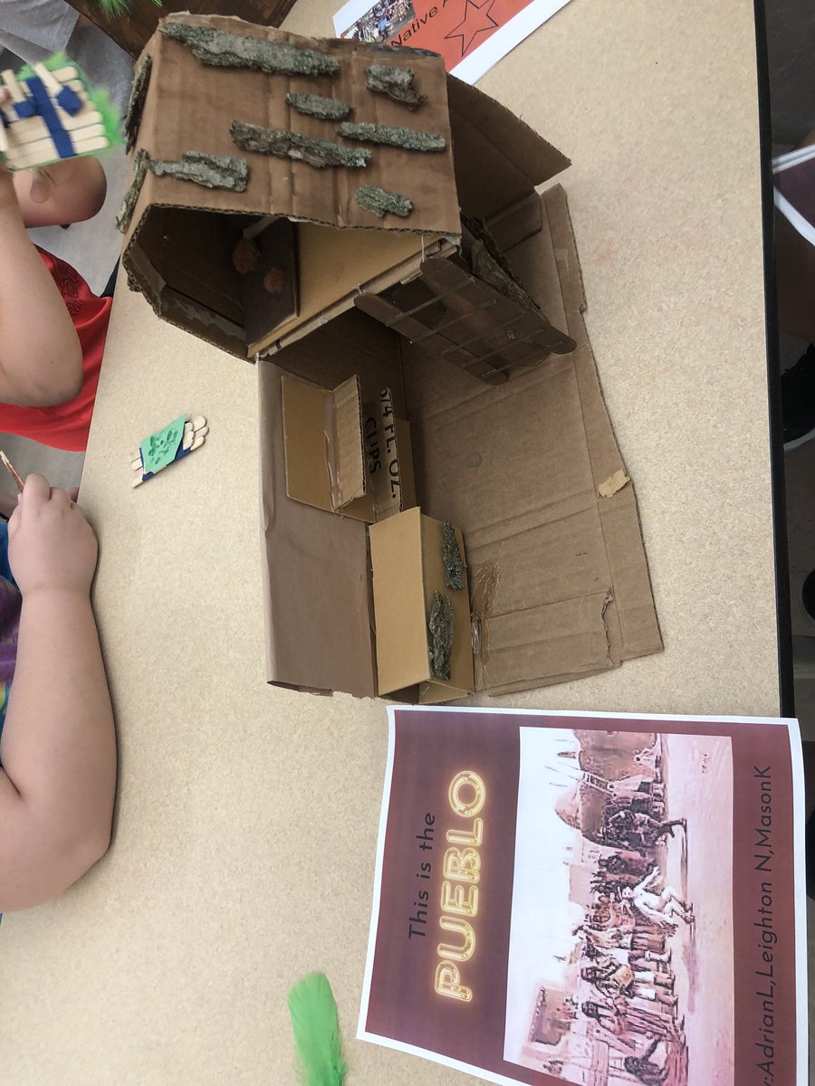 CaywoodSTEAMlab's tweet photo. 5th Graders presented their Native American solutions today! We had underground hideouts, containment wagons, camouflage cloaks, isolations houses and more! #kcsdropedintoreading #steamlab #engineering @JamesACaywood https://t.co/dxF20dIycJ