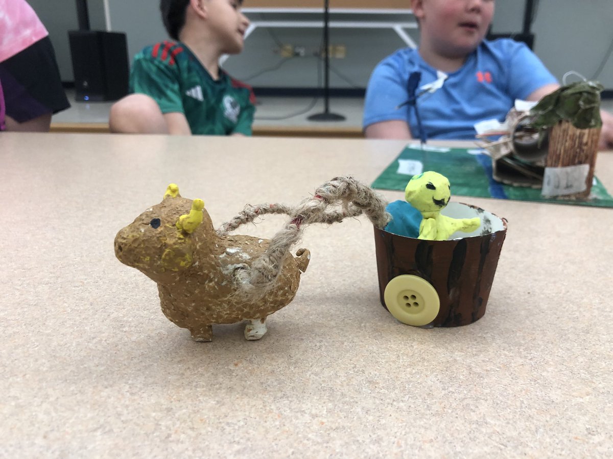 CaywoodSTEAMlab's tweet photo. 5th Graders presented their Native American solutions today! We had underground hideouts, containment wagons, camouflage cloaks, isolations houses and more! #kcsdropedintoreading #steamlab #engineering @JamesACaywood https://t.co/dxF20dIycJ