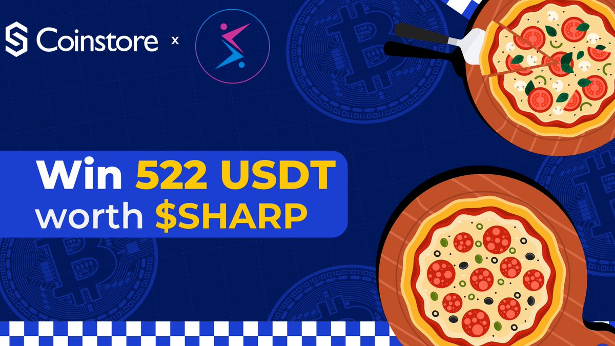 🍕 #Pizza &amp; #Bitcoin lovers, assemble!🍕
<a href="/CoinstoreExc/">Coinstore</a> x @SharpCommunity heating things up for #BitcoinPizzaDay! Celebrate with a chance to win 522 USDT worth of SHARP! 🎉

1️⃣ Follow @coinstoreexc
2⃣ Follow @SharpCommunity 
3⃣ Tag 3 friends!
 
⏳Only 12 hours left to enter! 20