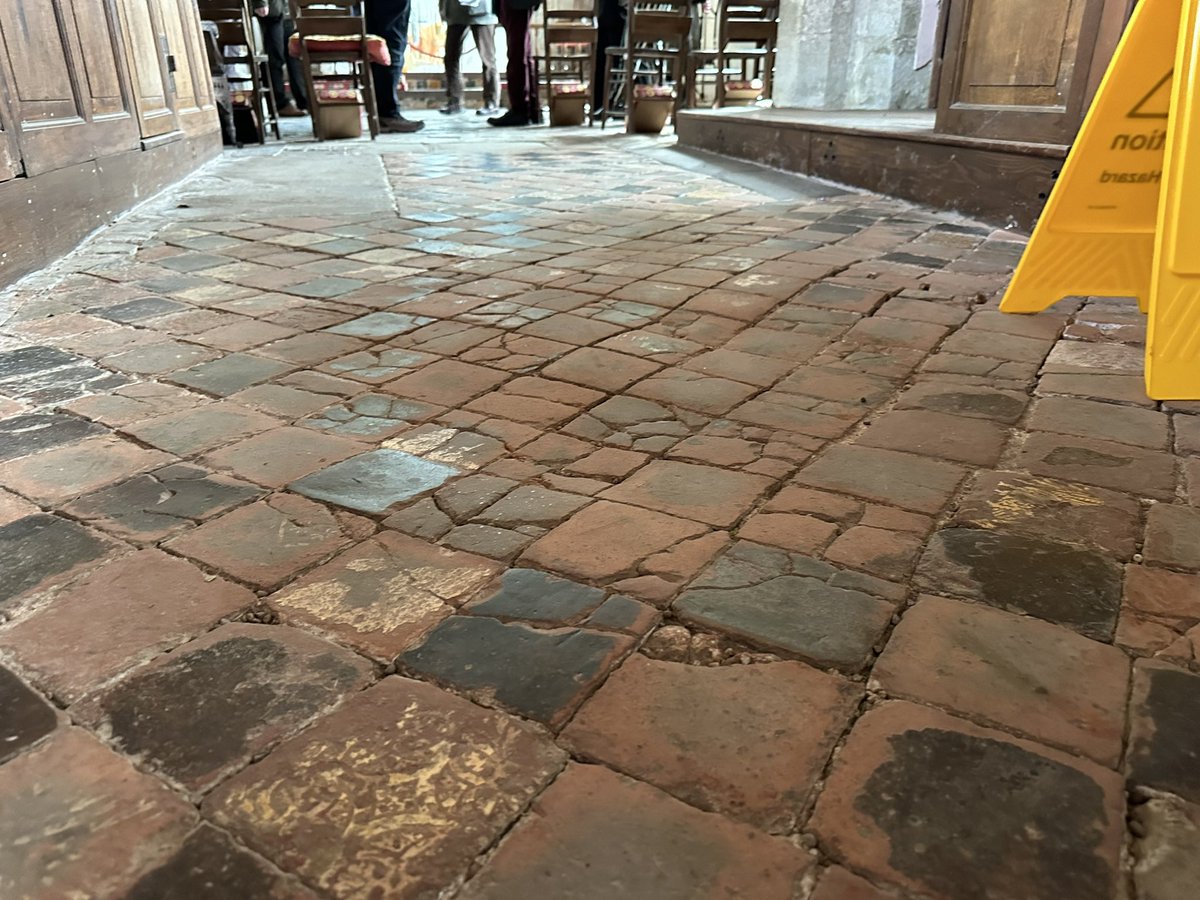 C15 heraldic tiling at Croft, St Michael @NTCroftCastle but what lies beneath…#fingerscrossed we will discover tomorrow #churchvaults #inspectingchurches