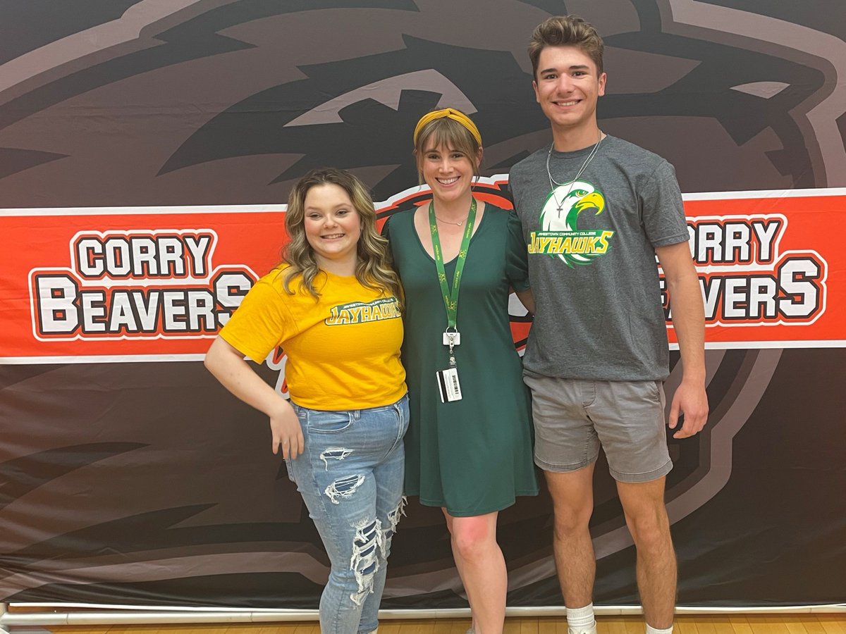 sunyjcc's tweet photo. Help us in welcoming Isabella Corbett and Hunter Jordan! The Corry High School seniors shared their plans to attend #SUNYJCC with friends, teachers, and family earlier this month.

Can't wait to see Isabella, Hunter, and all our new students on campus this fall!

#SUNY #CorryPA https://t.co/EJLyOXvv66