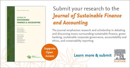 Submit your paper now! JOFSA aims to provide an outlet for research and scholarship on the broader areas of #sustainable finance, #green #banking, sustainable corporate governance, accountability and ethics, and sustainability reporting. spkl.io/60194xlfP