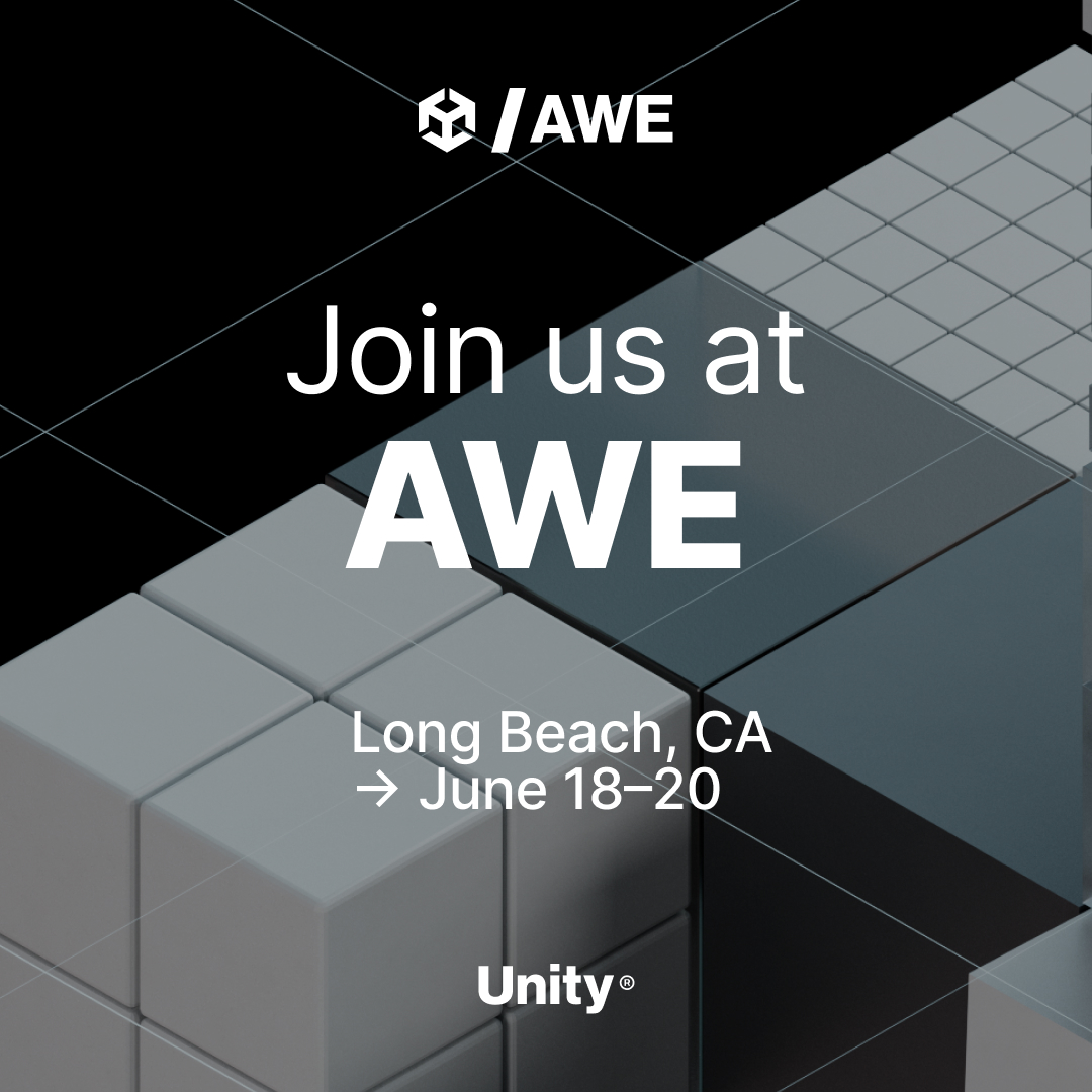 Join us June 18–20, 2024 at the Augmented World Expo (AWE) in Long Beach, CA to discover how #XR apps built with Unity are powering business transformations and customer experiences across every industry! Check out our talks and workshops at #AWE2024: on.unity.com/4bSwMvr