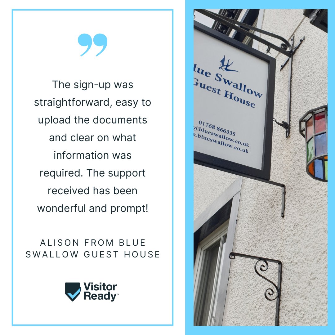 Another great testimonial from a happy #VisitorReady user! Join the list of happy customers and see why they’re all raving about Visitor Ready. If you have your documents to hand, the process can take as little as 5 minutes! Sign up today > tinyurl.com/39zubnbc