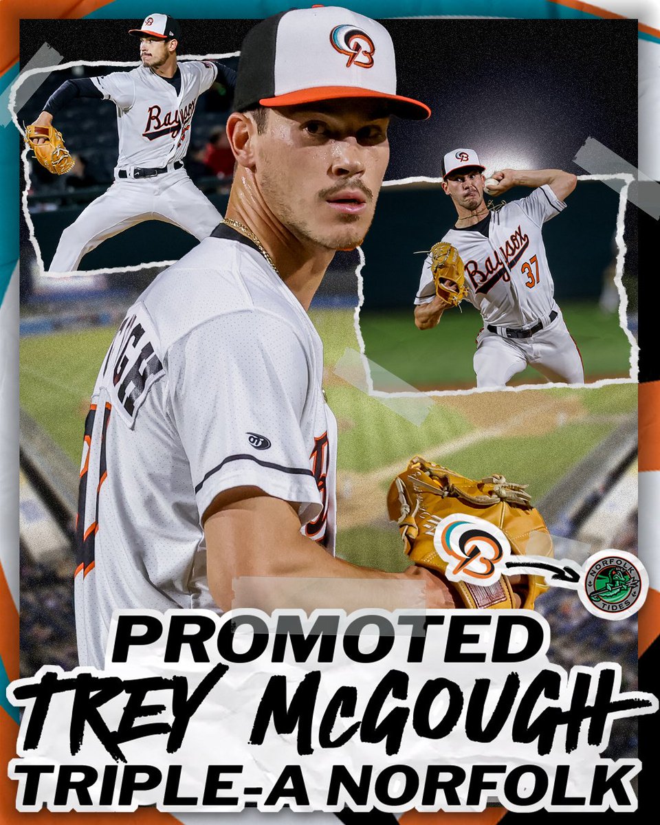 BaysoxOfficial's tweet photo. Trey ➡️ AAA

Congratulations to left-hander Trey McGough, who continues his journey back from Tommy John surgery with a return to Triple-A, following his transfer to Norfolk yesterday evening. 

Read more:
https://t.co/LEp2s9ZPyn https://t.co/iBtR2gBnpL
