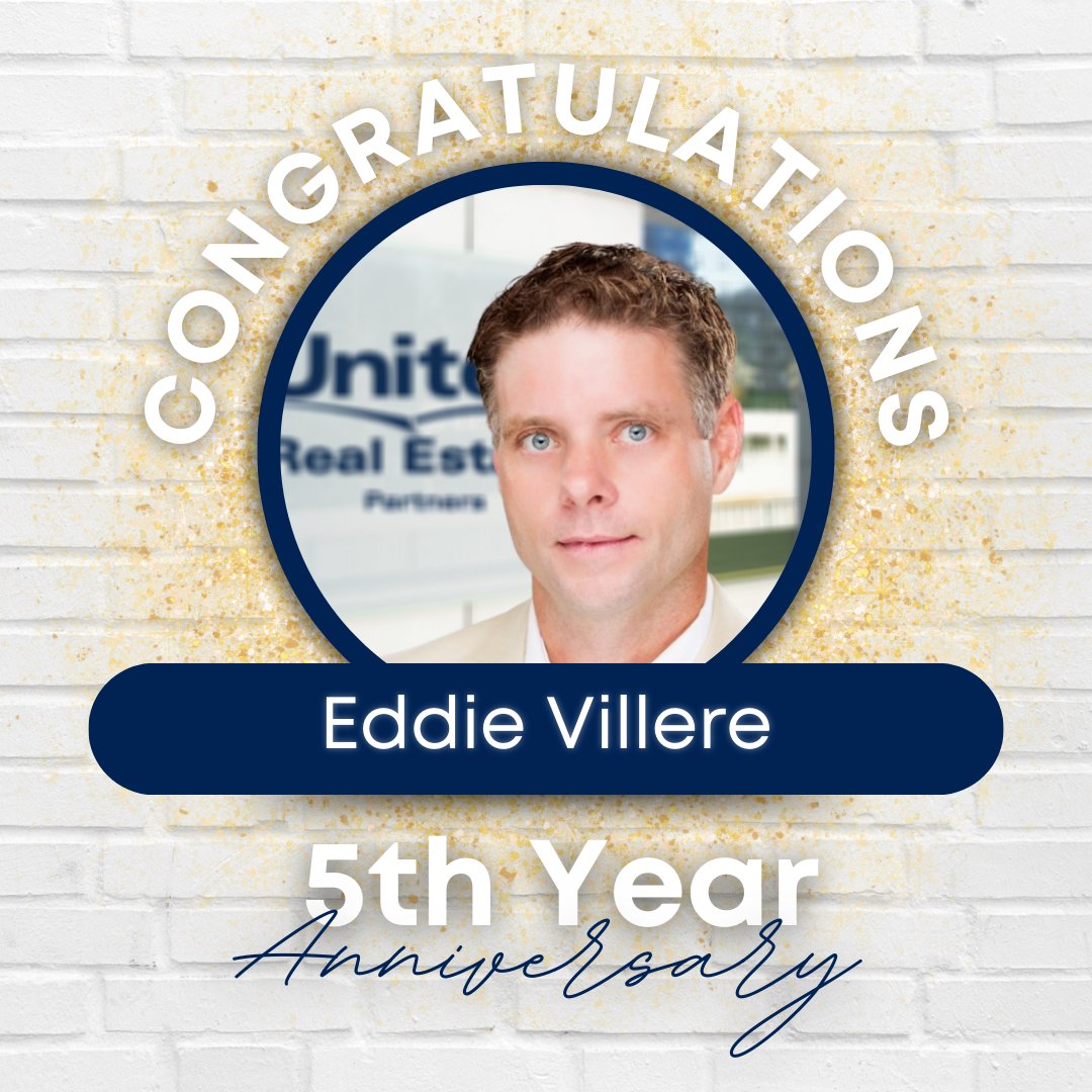 Cheers to 6 years with #UREPartners!  🍾 Congrats to Eddie Villere on 5 successful years with our brokerage! #TopAgent #RockstarRealtor