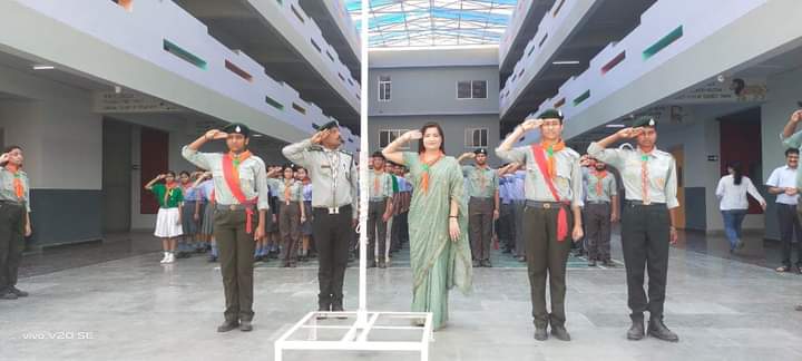 5-Day Hindustan Scouts and Guides Camp organised by IPS, PV at GNPLS. Day 4-Our HM, Ms. Shraddha Singh hoisted the Flag. The camp was divided into various States of India with their allotted team leaders. Patrolling Camps were decorated and judged for their presentation.@IprmGrp