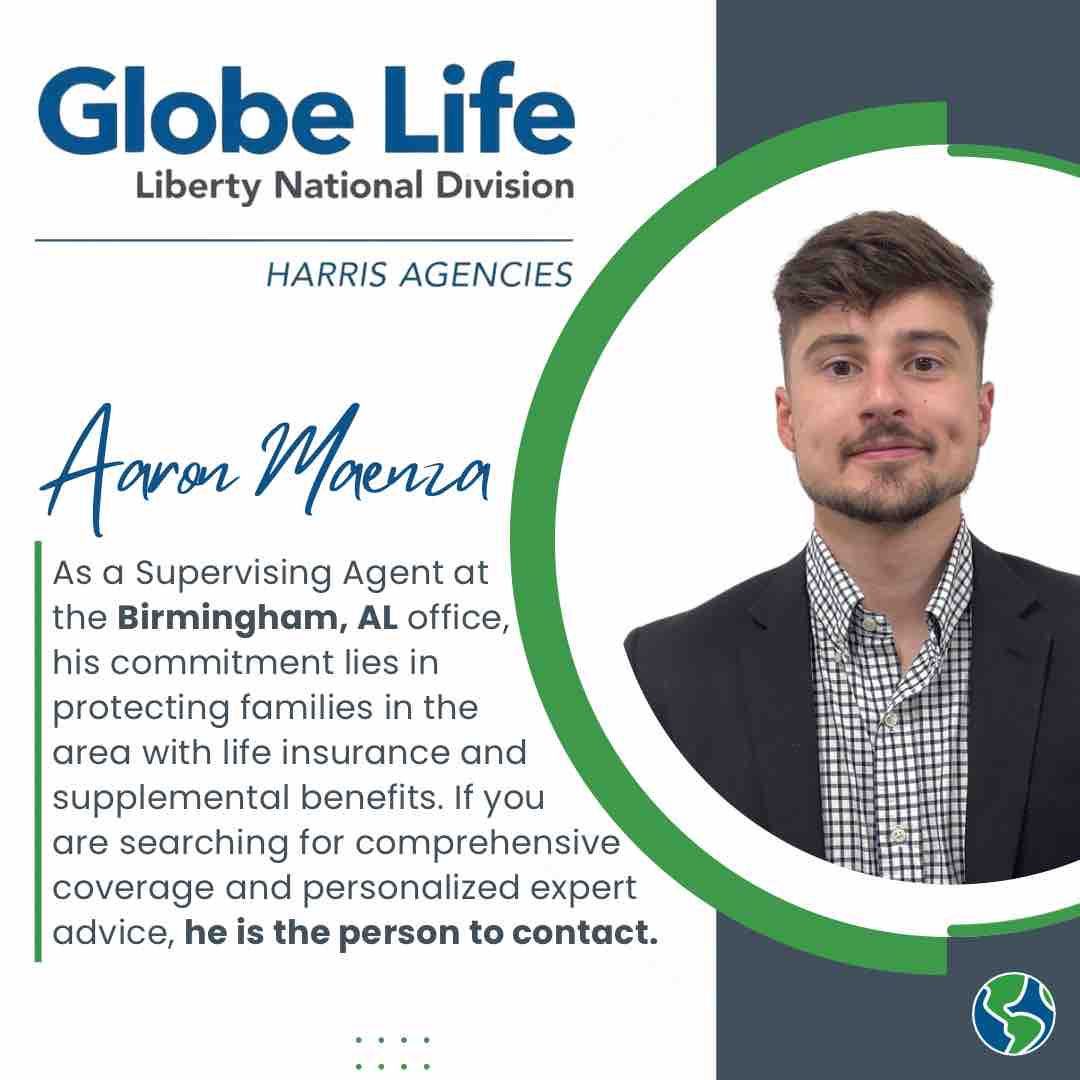 Meet Aaron, your go-to agent for securing comprehensive life insurance and supplemental benefits to safeguard your family’s future. Reach out today for personalized coverage and expert advice.🛡️📞 #LifeProtection #TailoredCoverage #ExpertAdvice #GlobeLifeLifeStyle #HarrisAgencies