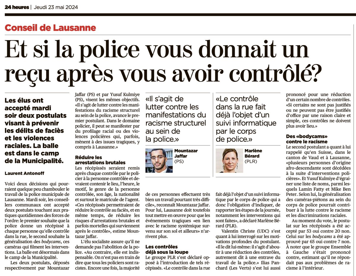 Victoire 🥳 hier soir le Conseil communal a largement accepté mon postulat et celui de mon camarade <a href="/yusuf_kulmiye/">Yusuf Kulmiye</a> les deux visant à lutter contre le racisme structurel. Un joli pas en avant ✊🏽
