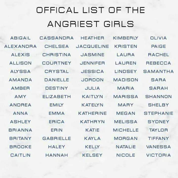 ViciousPrick's tweet image. My wife and both of our daughters are on this list. It ain't a lie.