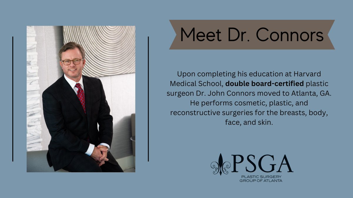 Meet Dr. Connors! 🌟 A Harvard-trained, double board-certified plastic surgeon renowned for his expertise in breast surgery and body contouring who believes in the uniqueness of each patient's beauty.

#AtlantaPlasticSurgeons #PlasticSurgeon 

plasticsurgerygroupatl.com/contact-us/