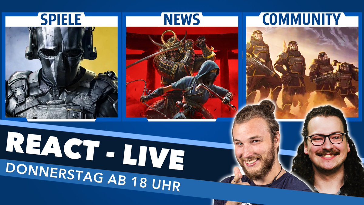 Heute geht's bei React Live um den neuen Free2Play-Shooter #XDefiant! Außerdem werfen <a href="/HeartshotMusic/">Julius Busch</a> und <a href="/SirPanfred/">Paul Aeils</a> einen Blick auf #Helldivers2 und #AssassinsCreedShadows‍!

Wie immer ab 18 Uhr live: twitch.tv/gamestar