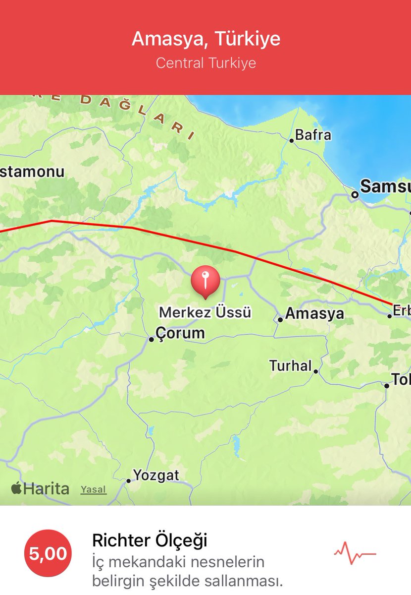 AMASYA’da Deprem Büyüklüğü 5.0 Derinliği 7 km Geçmiş olsun amasya #deprem #amasya