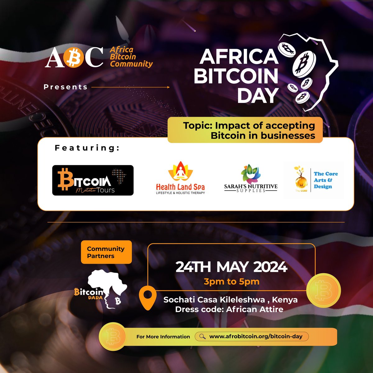 Here's a sneak peek at tomorrow's Africa Bitcoin Day panels. Are you ready? The program includes topics about #Bitcoin Adoption in Africa, Building on Bitcoin, and Bitcoin for businesses. About #Bitcoin  adoption in Africa, hear renowned speakers like @statusquont,