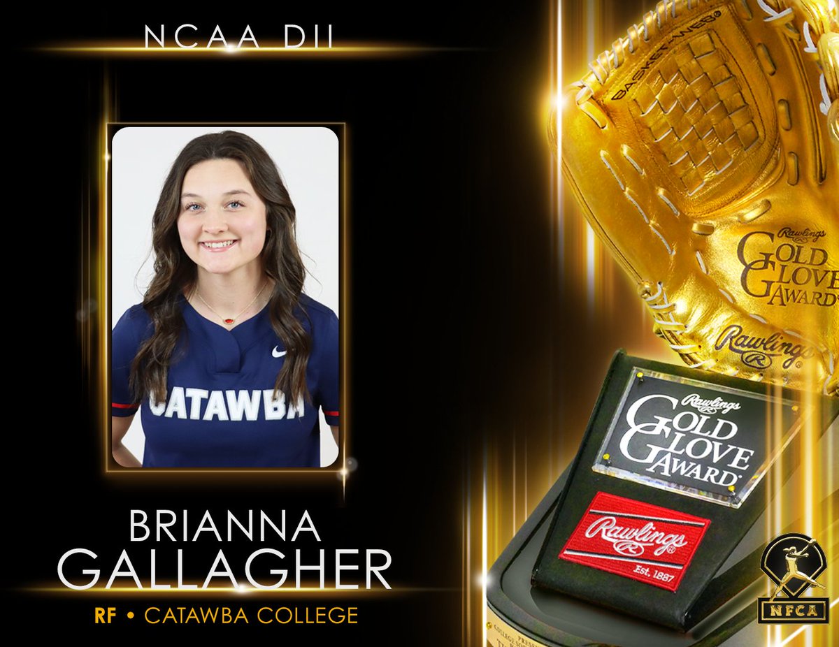 NCAA DII Rawlings Gold Glove Award Winner - RF - Brianna Gallagher 🏆 #TeamRawlings #RawlingsGoldGloveAward @NFCAorg