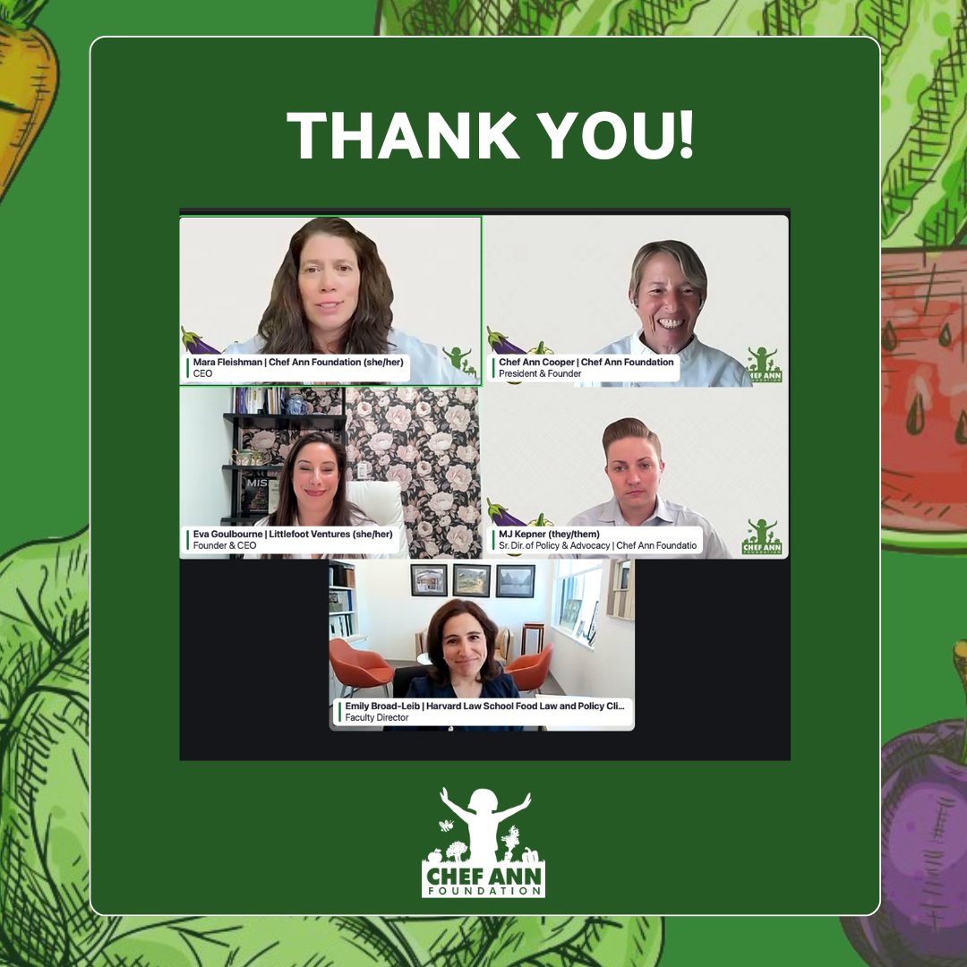 The Chef Ann Foundation would like to thank everyone who joined us for the first webinar in the three-part Healthy School Food for Thought series on exploring child nutrition policy in school food systems. @Harvard_Law Watch the recording here: ow.ly/avzF50RSrEK