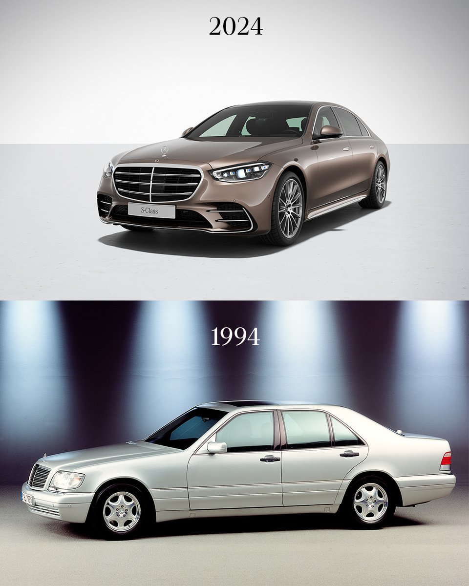 Timelessly beautiful: From its inception to modern innovation, the S-Class continually redefines spacious comfort. The classic elegance of the past meets today's pioneering technology. #MercedesBenz